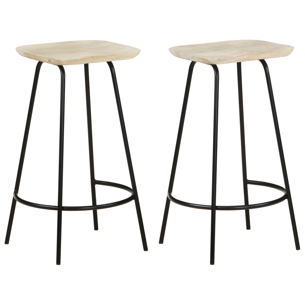 Bar Stools 2 pcs Solid Mango Wood - Millennium Furniture