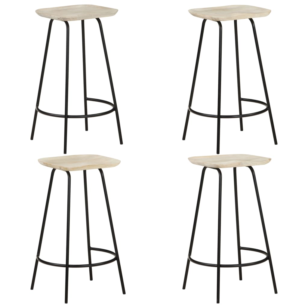 Bar Stools 4 pcs Solid Mango Wood - Brittle & Co