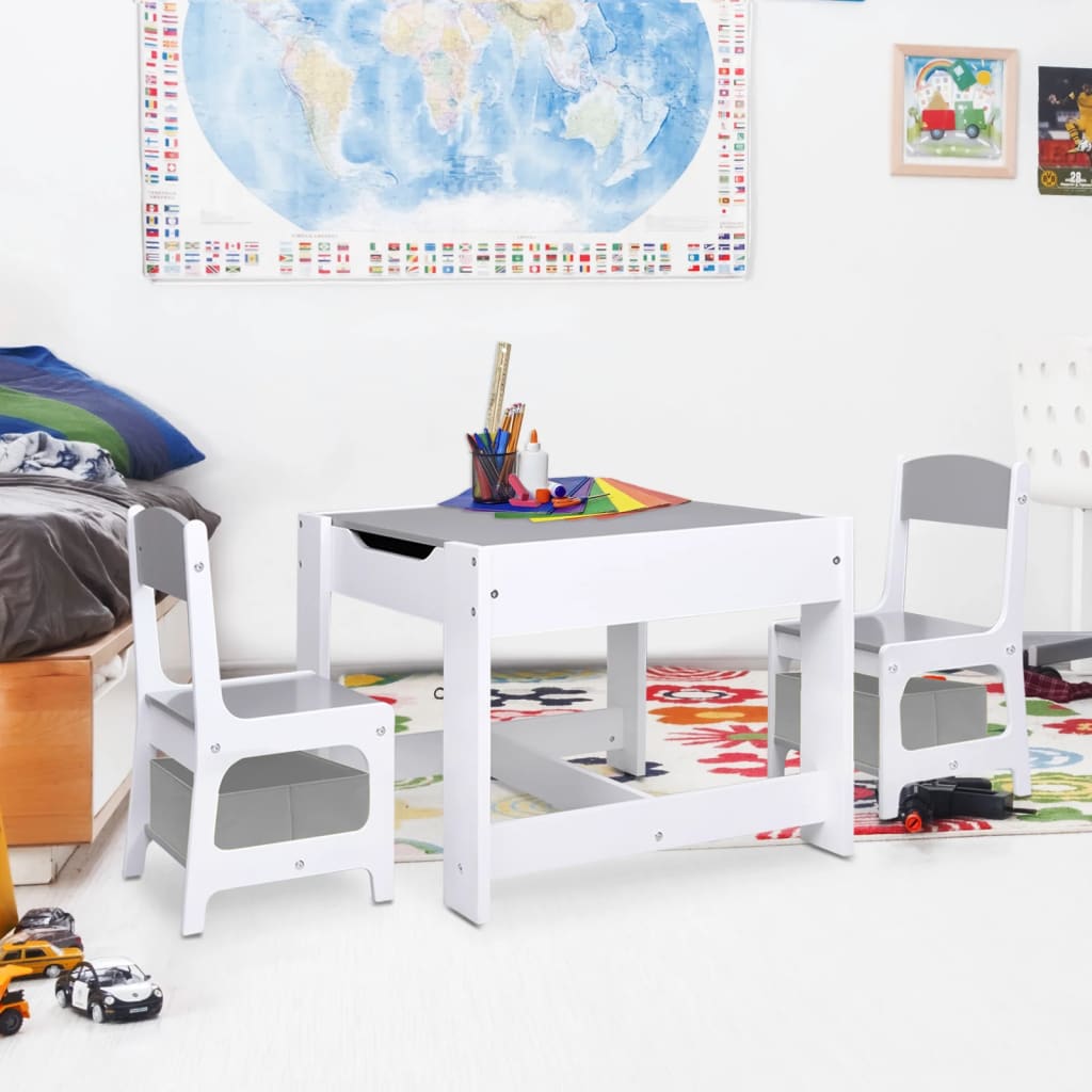 Children's Table with 2 Chairs White MDF - Brittle & Co