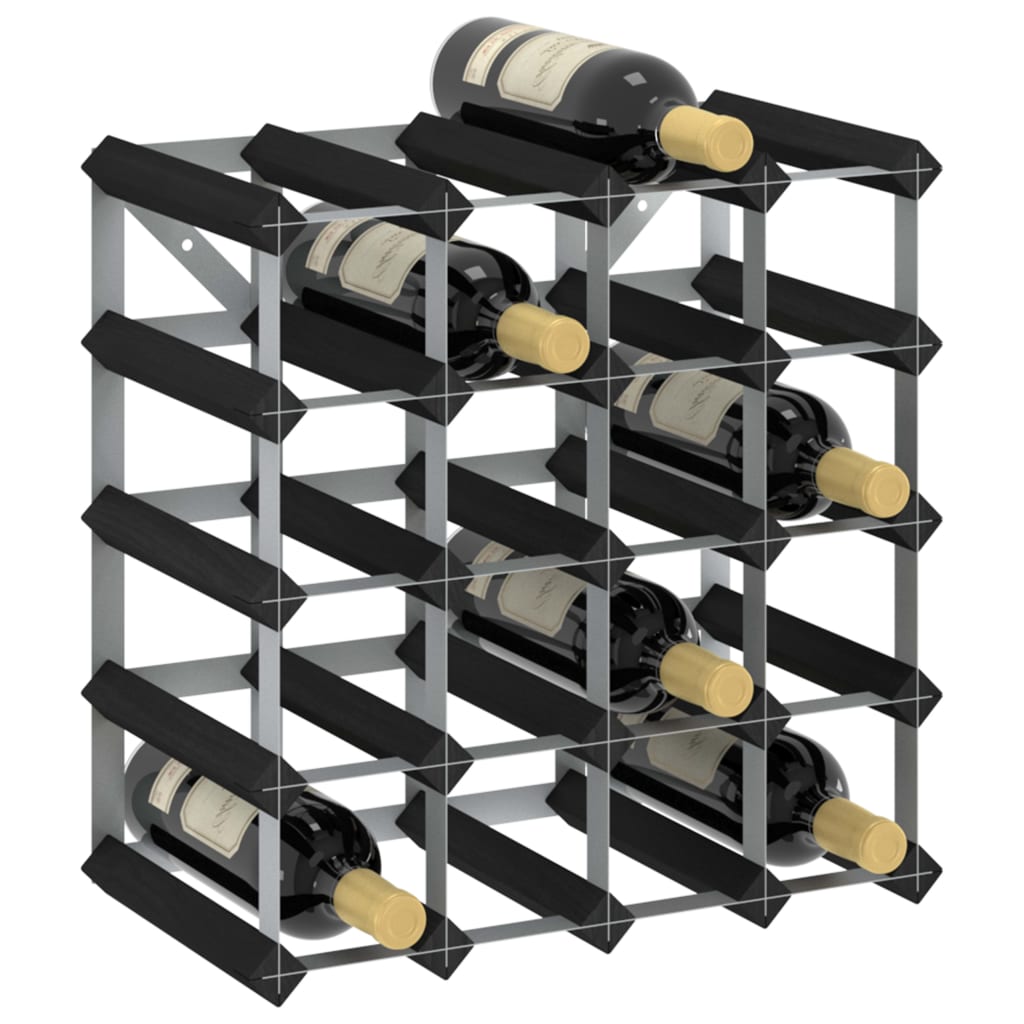 Wine Rack for 20 Bottles Black Solid Pine Wood - Direct Imports