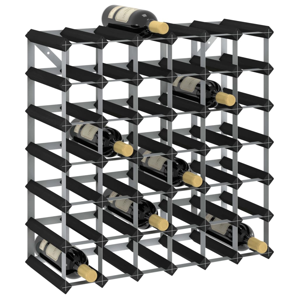 Wine Rack for 42 Bottles Black Solid Pine Wood - Style and Chic