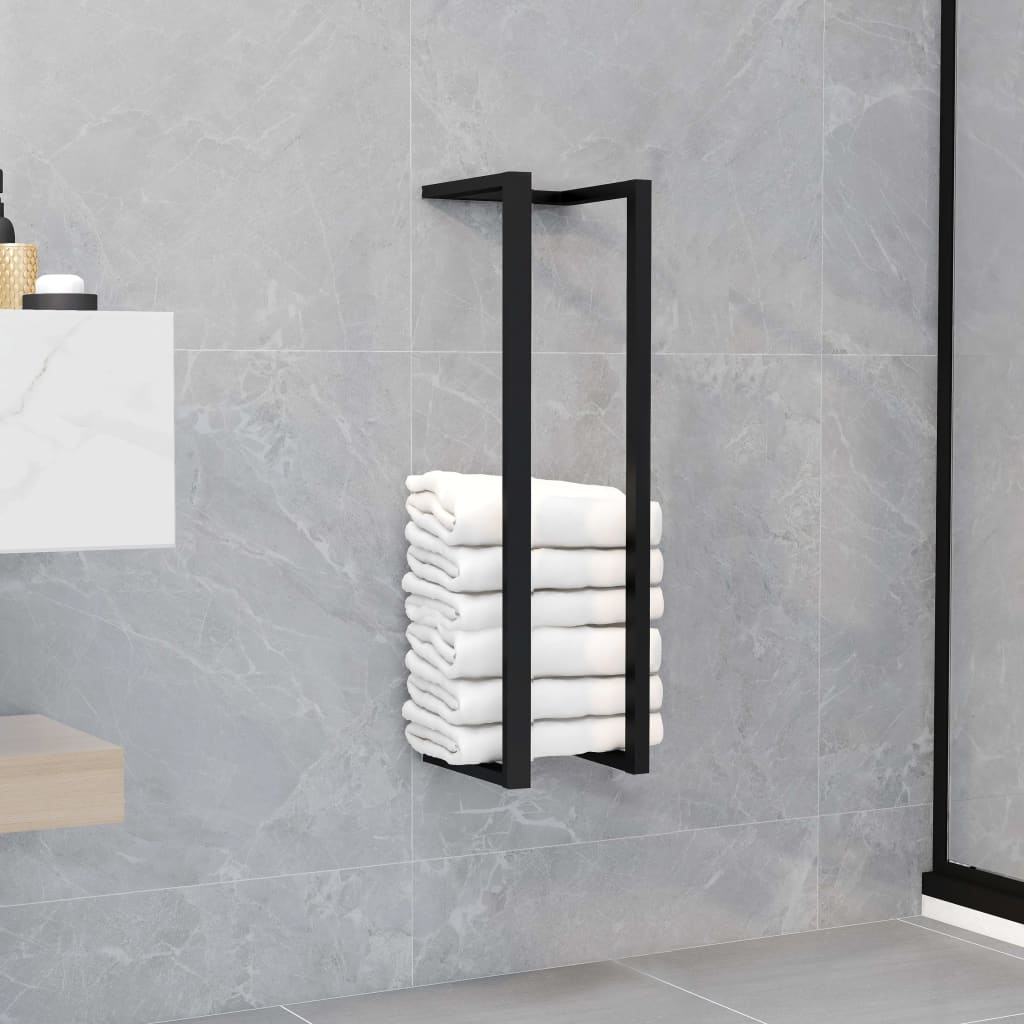 Towel Rack Black 12.5x12.5x60 cm Iron - Decor Base