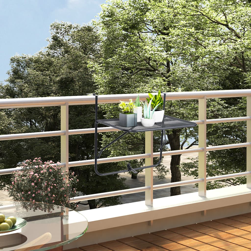 Balcony Table Black 60x40 cm Steel - Unbeatable Bargains