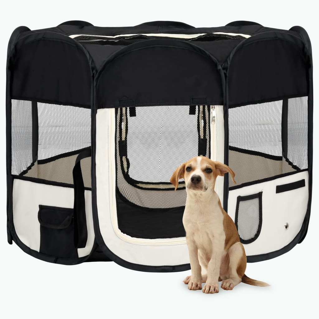 Foldable Dog Playpen with Carrying Bag Black 90x90x58 cm - Millennium Furniture