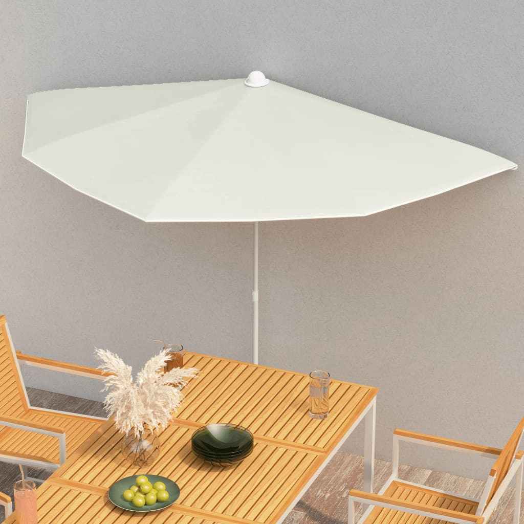 Garden Half Parasol with Pole 180x90 cm Sand - Decor Base