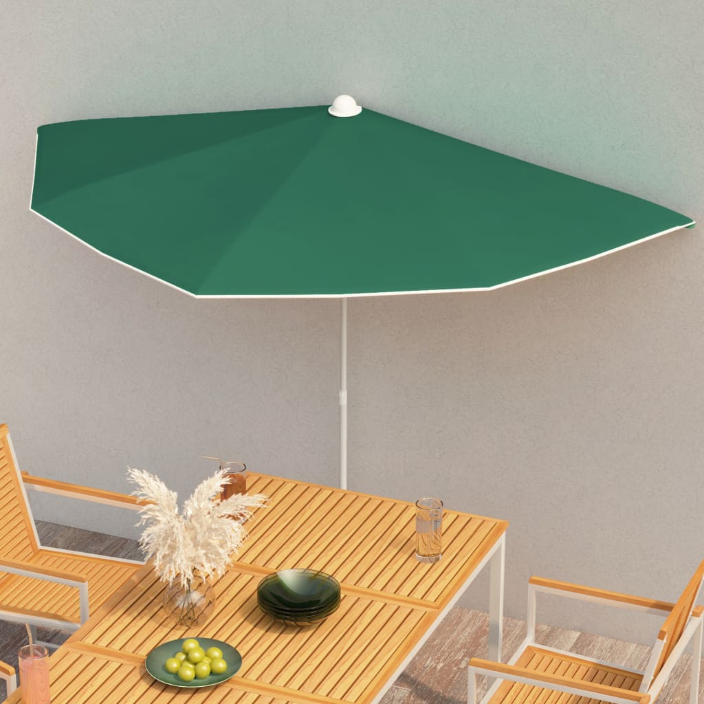 Garden Half Parasol with Pole 180x90 cm Green - Design Hut