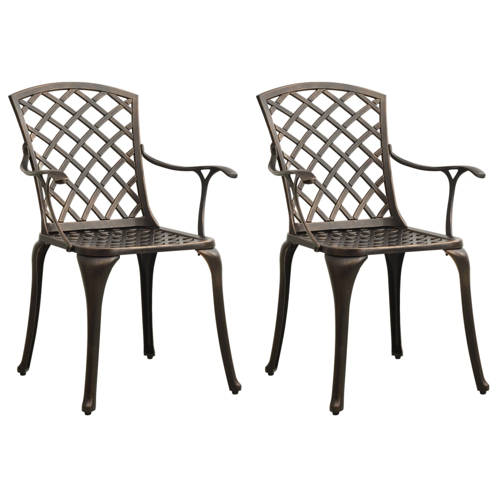 Garden Chairs 2 pcs Cast Aluminium Bronze - Sid & Sam