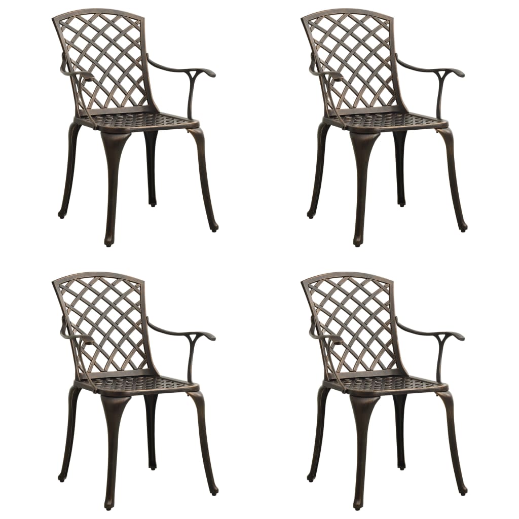 Garden Chairs 4 pcs Cast Aluminium Bronze - Decor Base
