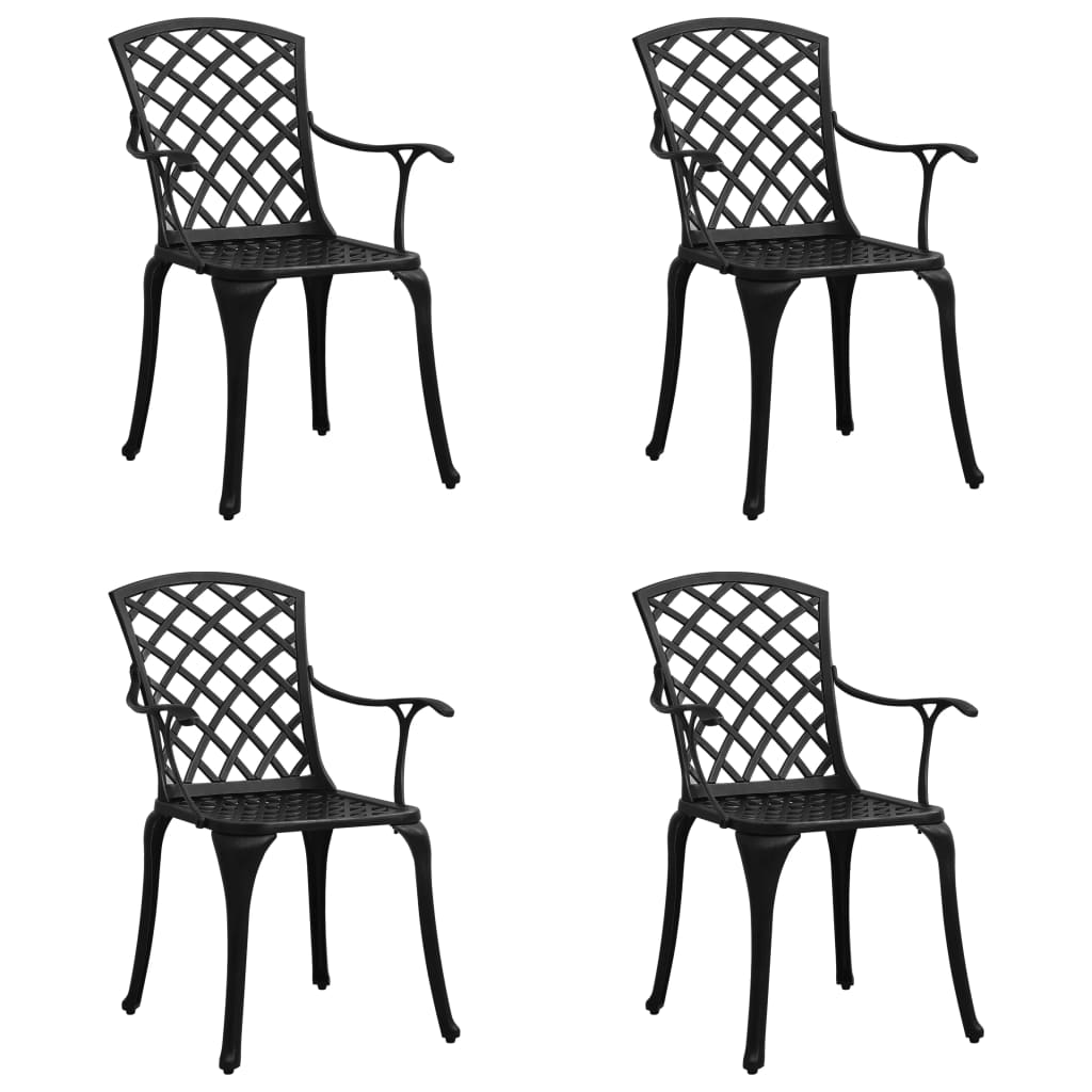 Garden Chairs 4 pcs Cast Aluminium Black - Decor Base