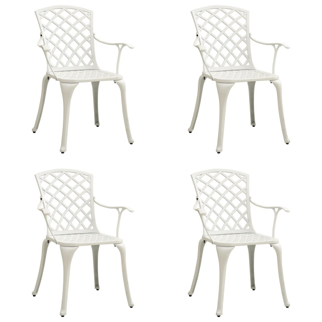 Garden Chairs 4 pcs Cast Aluminium White - All Things Good