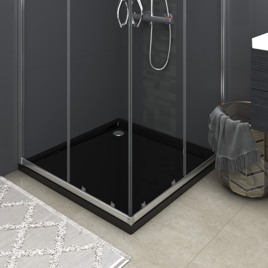 Square ABS Shower Base Tray Black 80x80cm - Design Hut