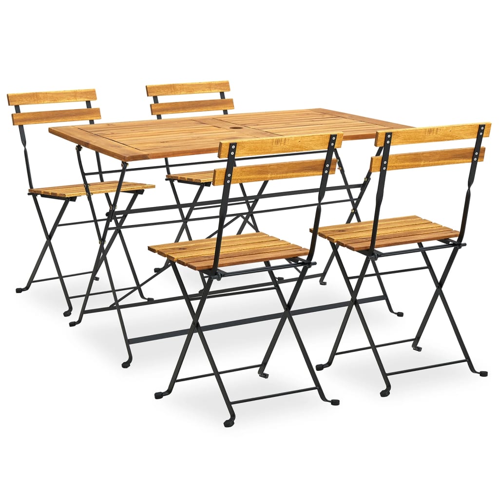 5 Piece Folding Outdoor Dining Set Solid Acacia Wood - Merkel Designers