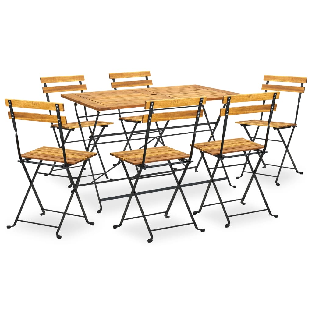 7 Piece Folding Outdoor Dining Set Solid Acacia Wood - Tyrell & Tyrell