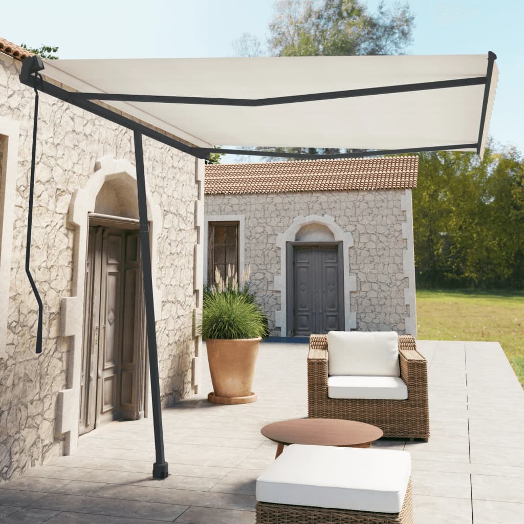 Awning Post Set Anthracite 300x245 cm Iron - Merlin Deals