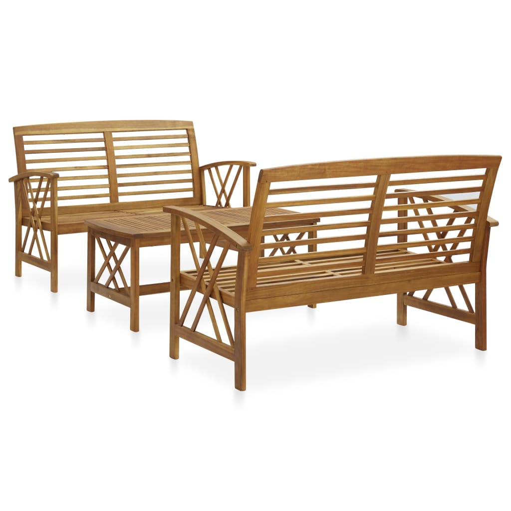 3 Piece Garden Lounge Set Solid Acacia Wood - Discount Dealers