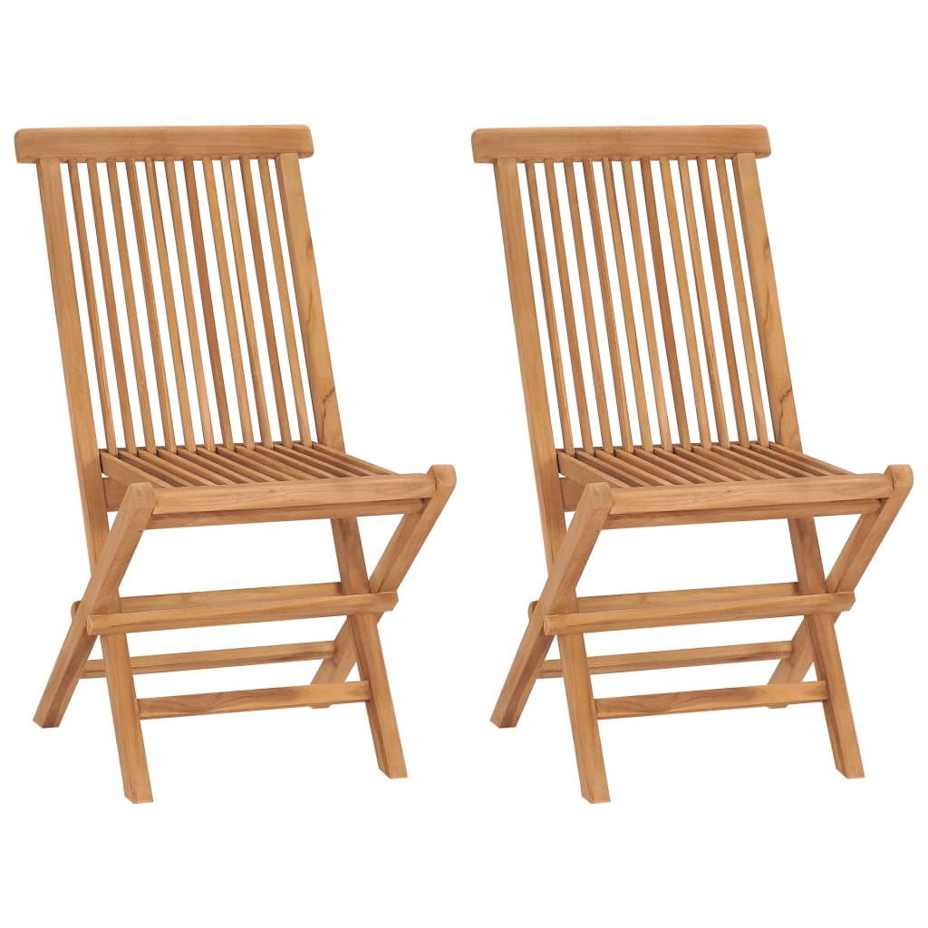Folding Garden Chairs 2 pcs Solid Teak Wood - Tyrell & Tyrell