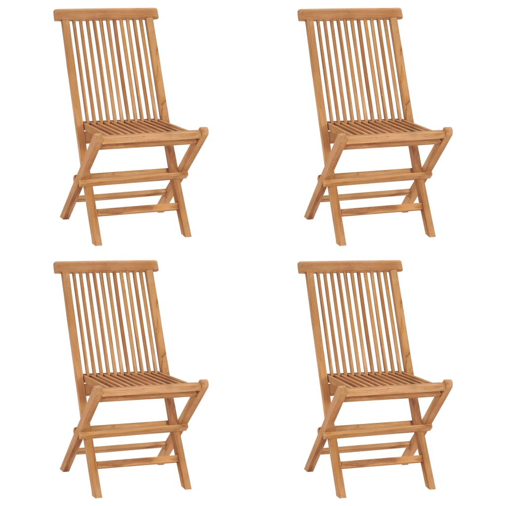 Folding Garden Chairs 4 pcs Solid Teak Wood - Unbeatable Bargains