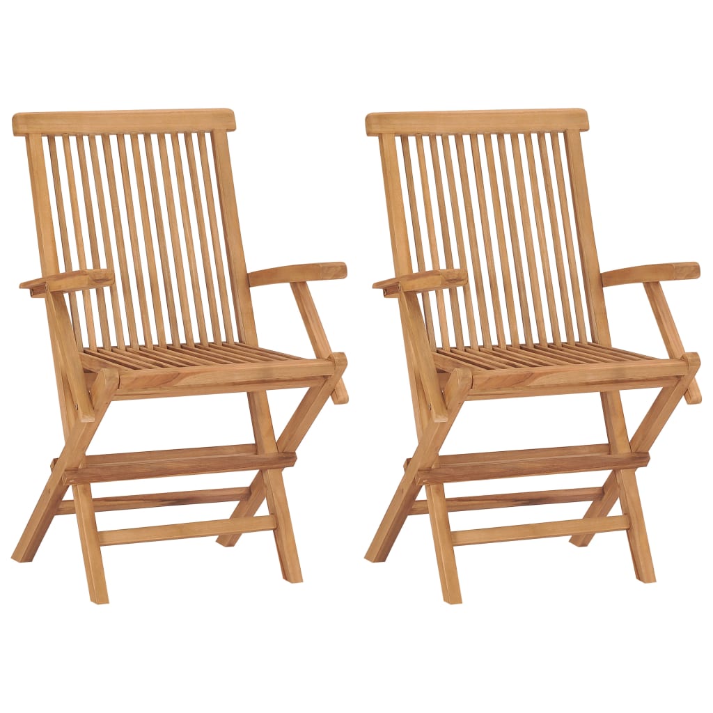 Folding Garden Chairs 2 pcs Solid Teak Wood - Tyrell & Tyrell