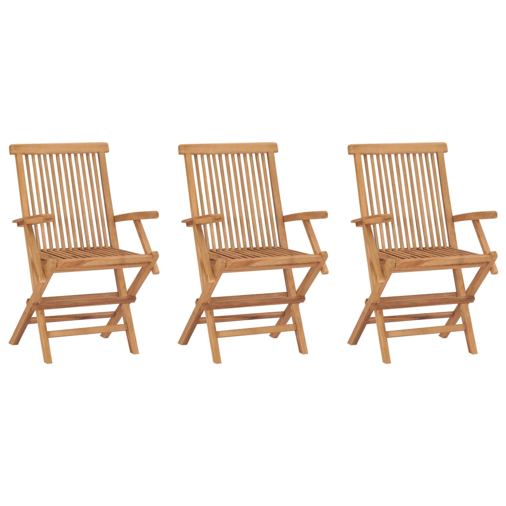 Folding Garden Chairs 3 pcs Solid Teak Wood - Design Hut