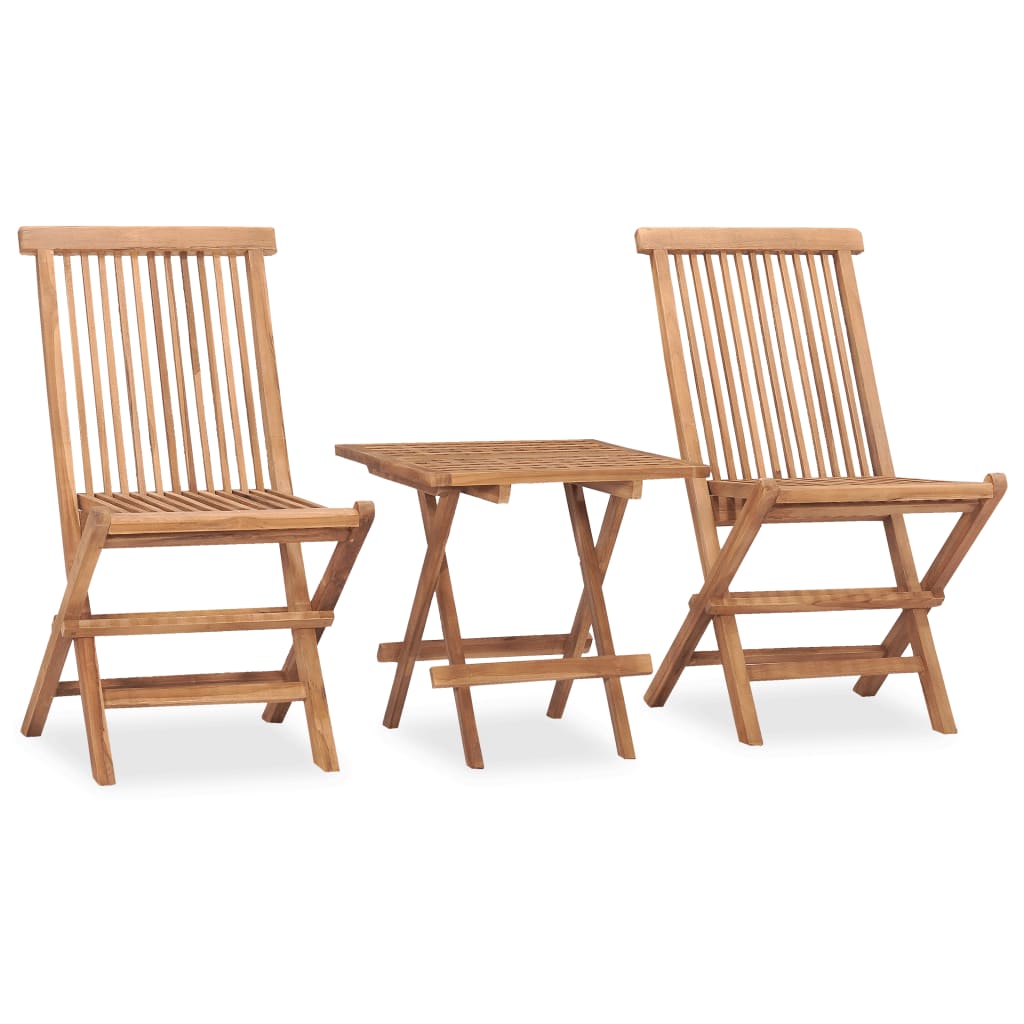 3 Piece Folding Outdoor Dining Set Solid Teak Wood - The Home Maker