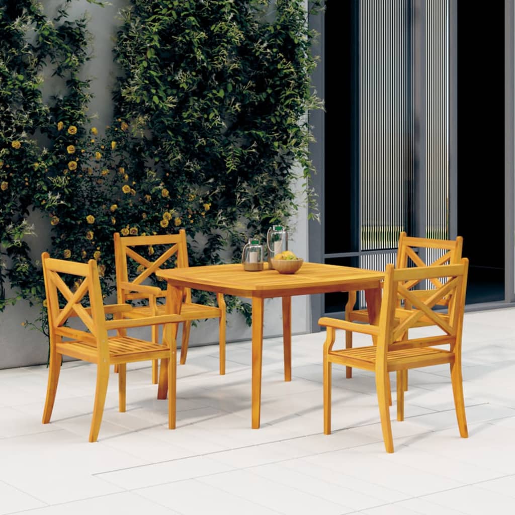 5 Piece Garden Dining Set Solid Wood Acacia - Style and Chic