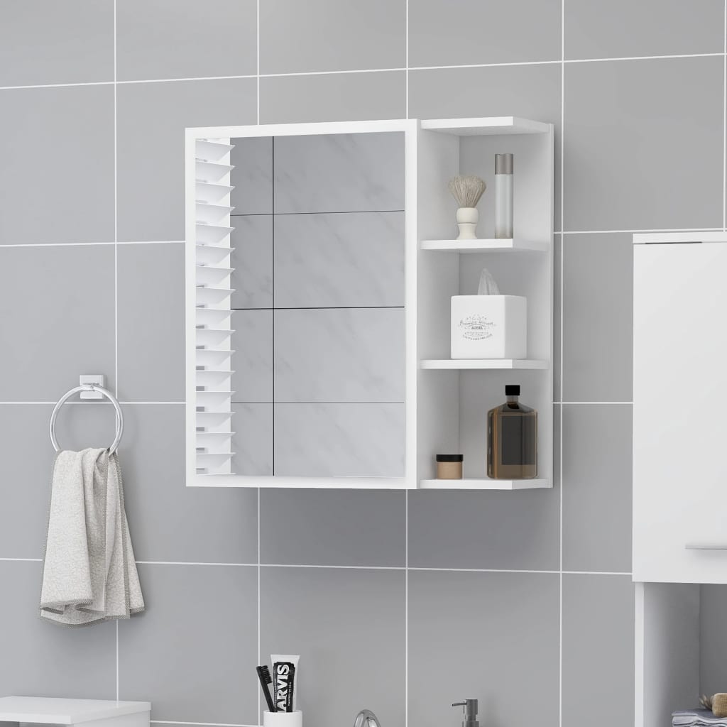 Bathroom Mirror Cabinet White 62.5x20.5x64 cm Engineered Wood - Merlin Deals