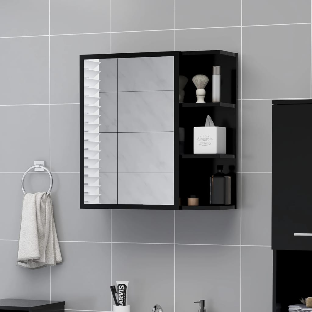 Bathroom Mirror Cabinet Black 62.5x20.5x64 cm Engineered Wood - Tyrell & Tyrell