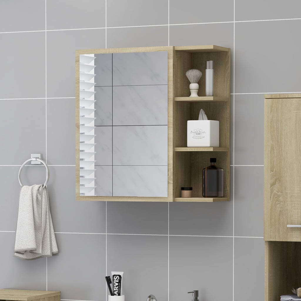 Bathroom Mirror Cabinet Sonoma Oak 62.5x20.5x64 cm Engineered Wood - Style and Chic