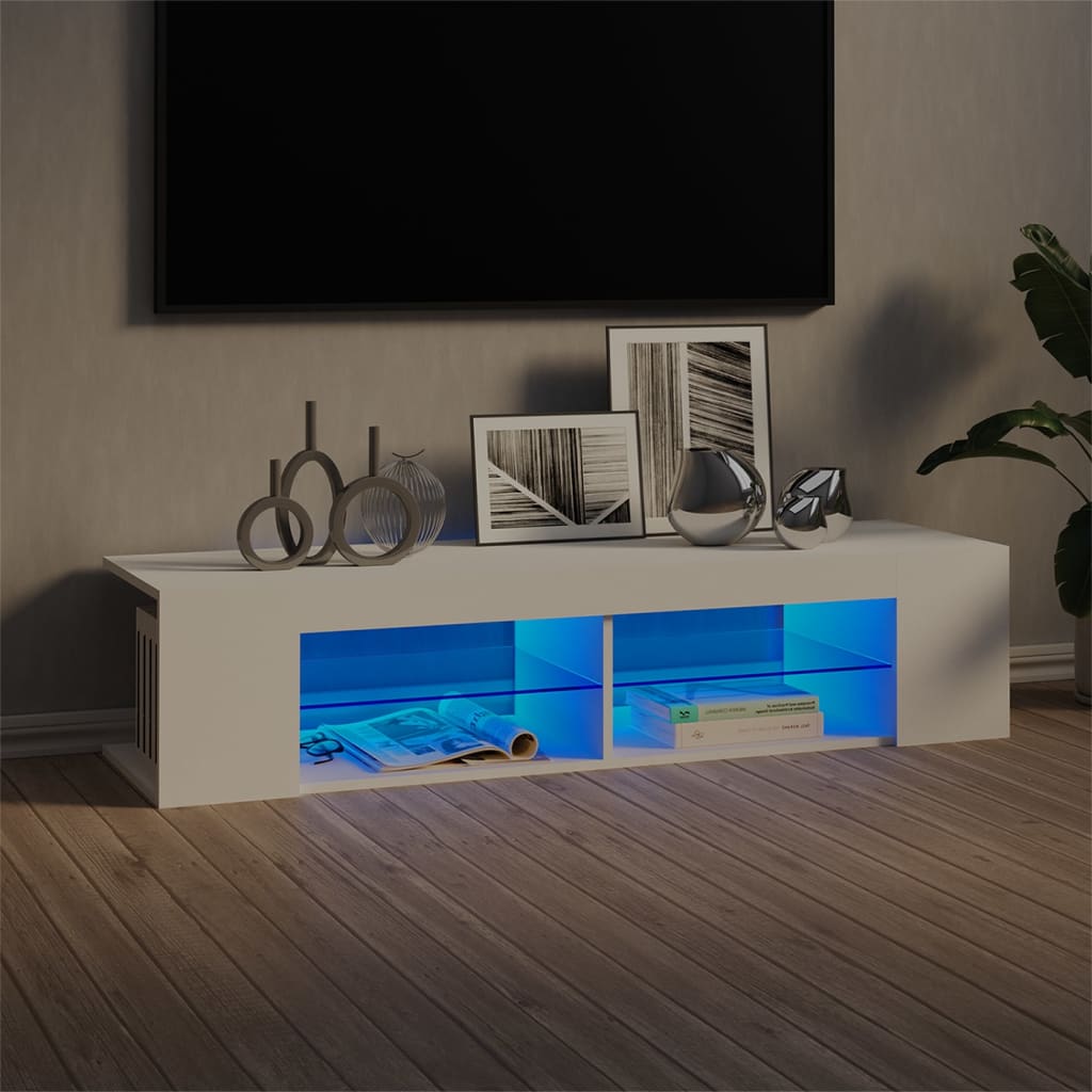 TV Cabinet with LED Lights White 135x39x30 cm - Tyrell & Tyrell