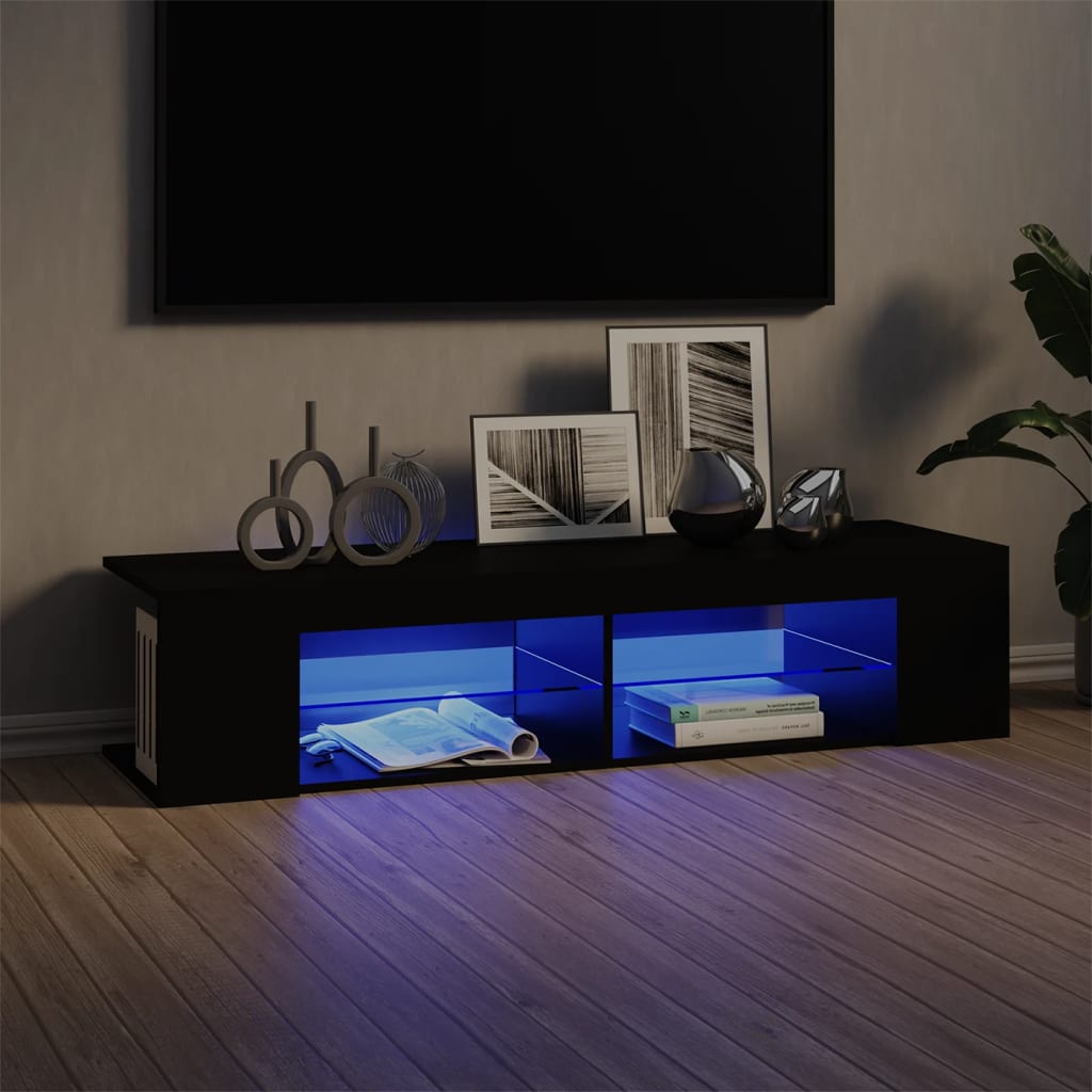 TV Cabinet with LED Lights Black 135x39x30 cm - Direct Imports