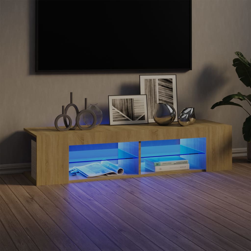 TV Cabinet with LED Lights Sonoma Oak 135x39x30 cm - Millennium Furniture