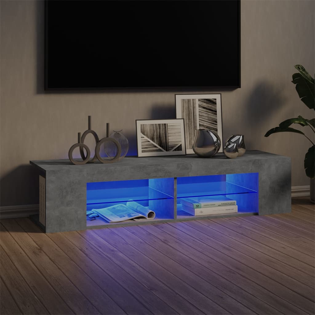 TV Cabinet with LED Lights Concrete Grey 135x39x30 cm - Casper Homes