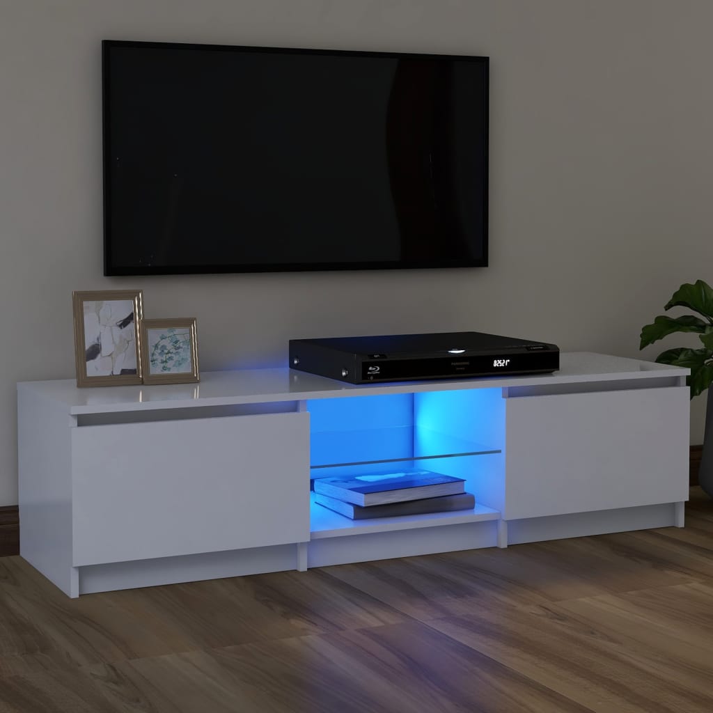 TV Cabinet with LED Lights White 120x30x35.5 cm - Brittle & Co