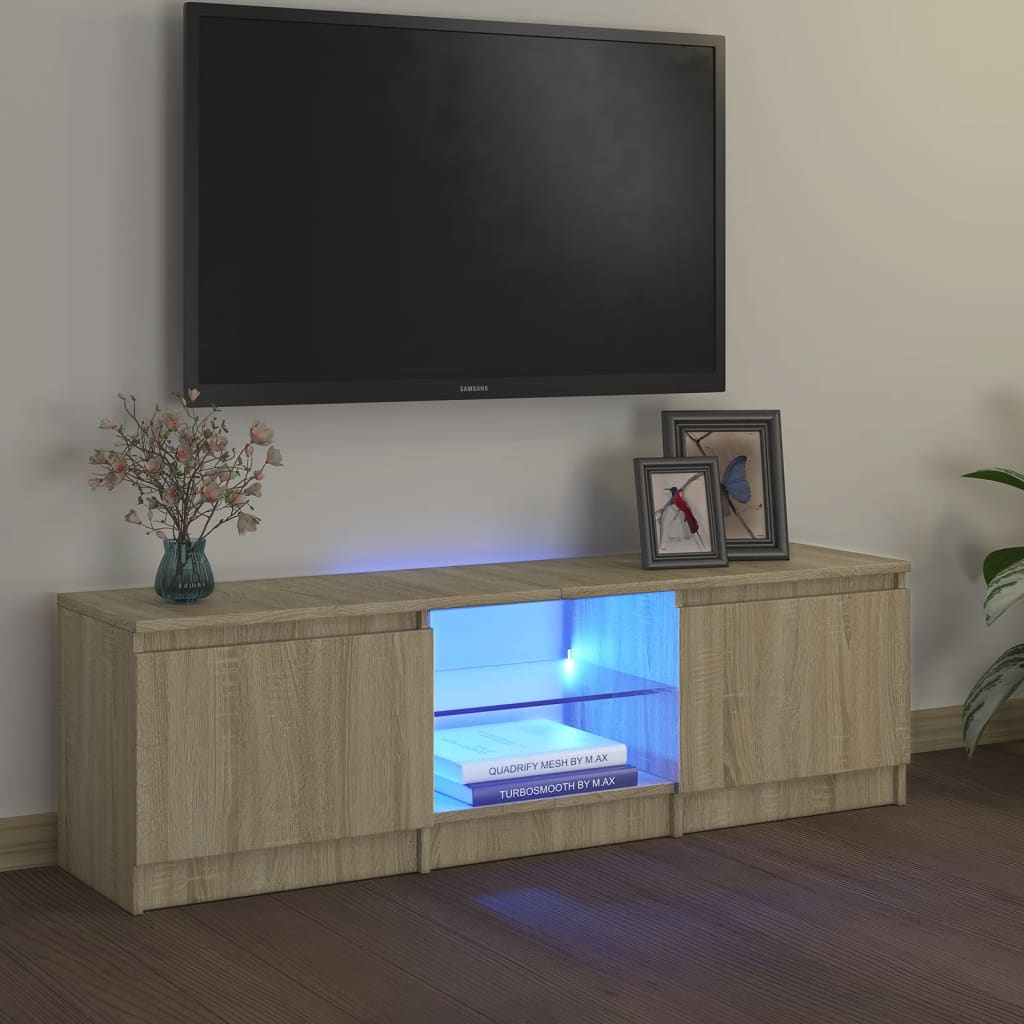 TV Cabinet with LED Lights Sonoma Oak 120x30x35.5 cm - Discount Dealers