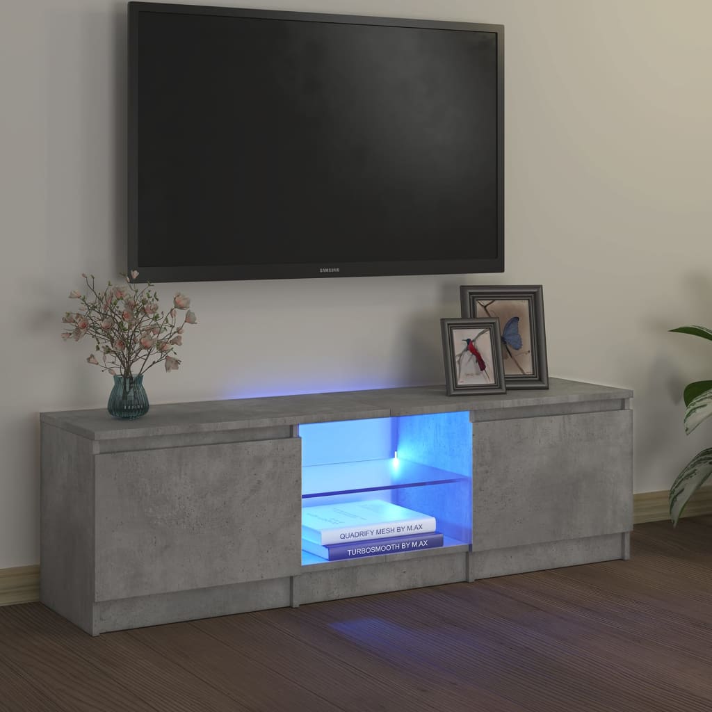 TV Cabinet with LED Lights Concrete Grey 120x30x35.5 cm - Millennium Furniture
