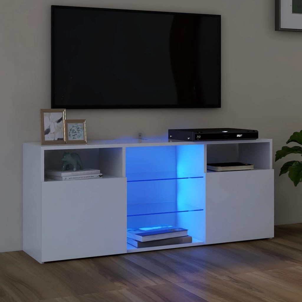 TV Cabinet with LED Lights White 120x30x50 cm - Casper Homes