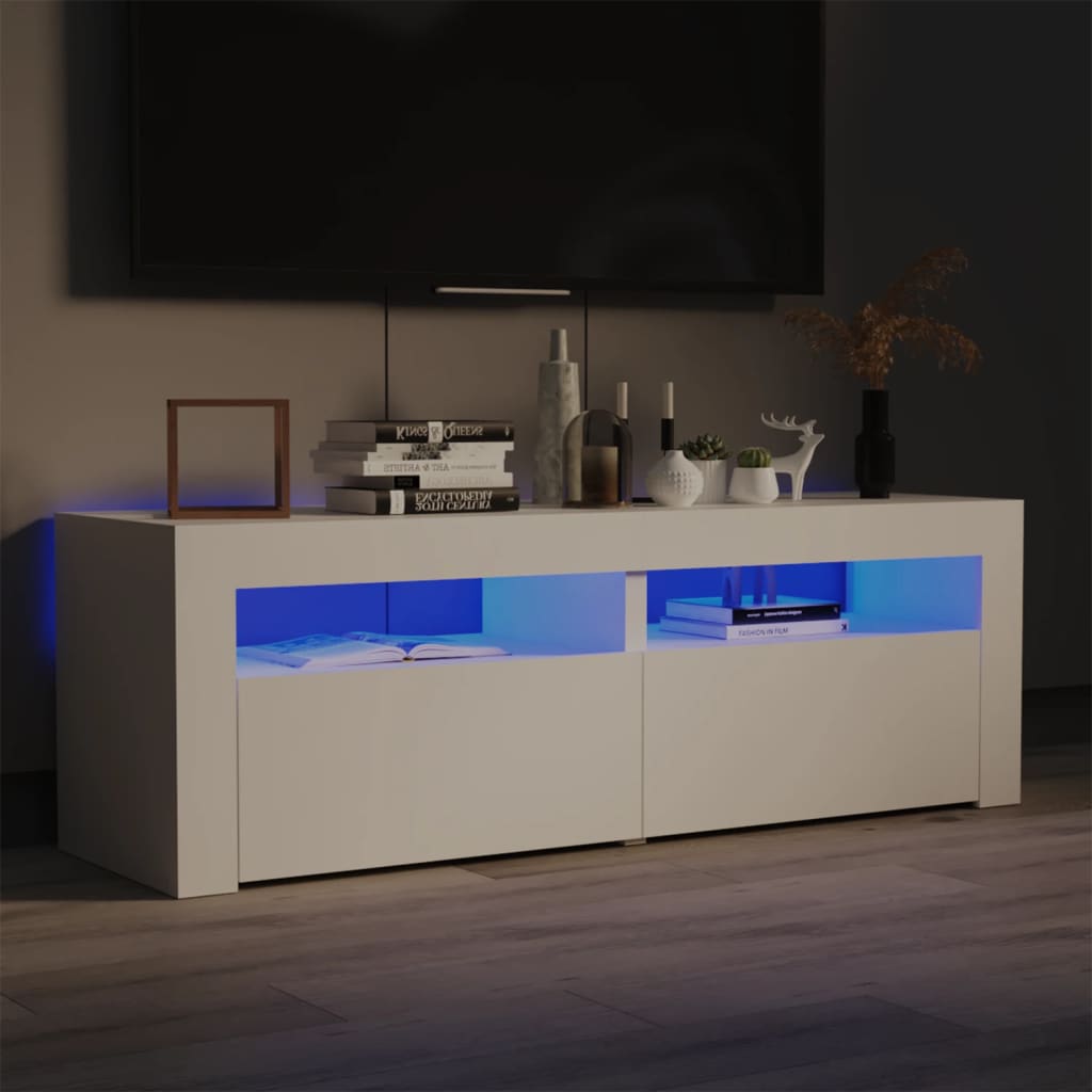 TV Cabinet with LED Lights White 120x35x40 cm - Casper Homes