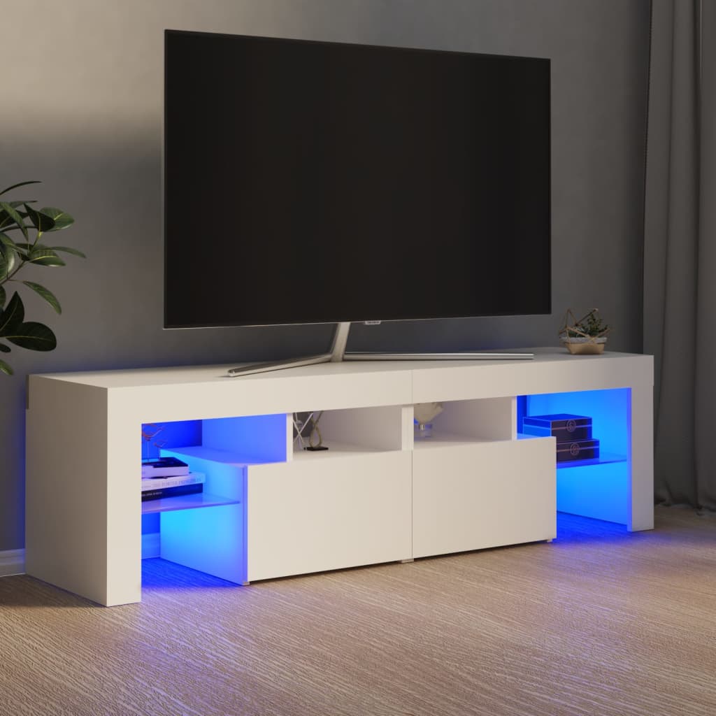 TV Cabinet with LED Lights White 140x36.5x40 cm - Merlin Deals