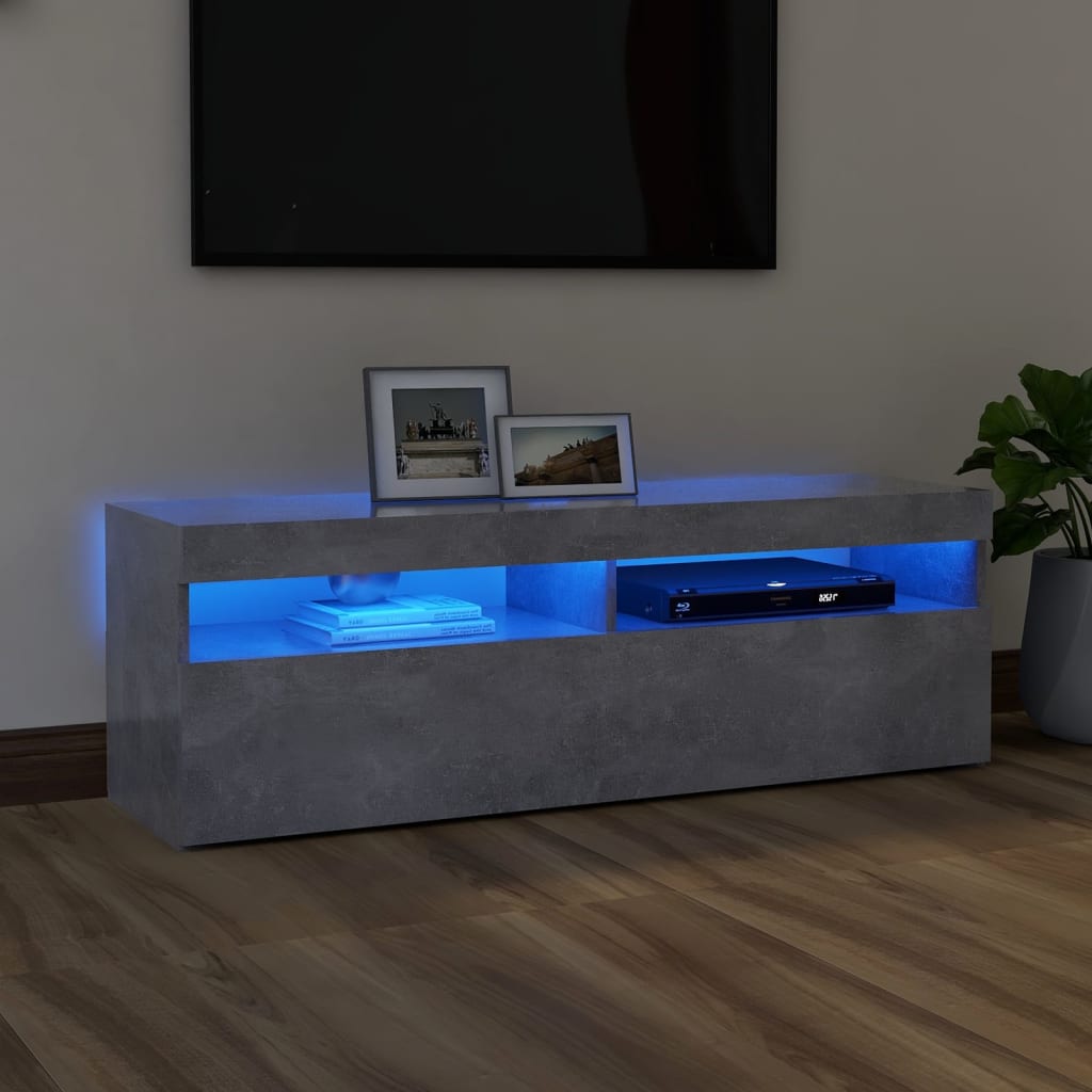 TV Cabinet with LED Lights Concrete Grey 120x35x40 cm - Direct Imports