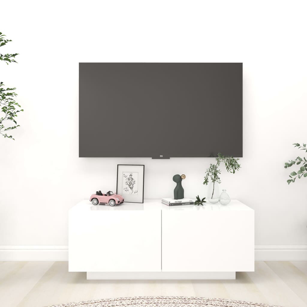 TV Cabinet White 100x35x40 cm Engineered Wood - Merkel Designers