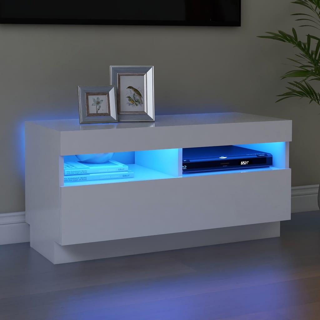 TV Cabinet with LED Lights White 80x35x40 cm - Casper Homes