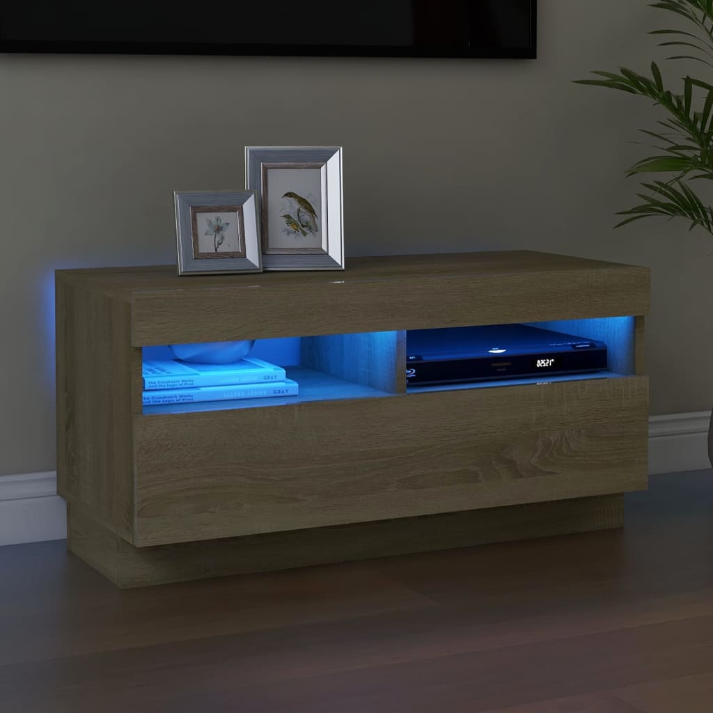 TV Cabinet with LED Lights Sonoma Oak 80x35x40 cm - Sid & Sam
