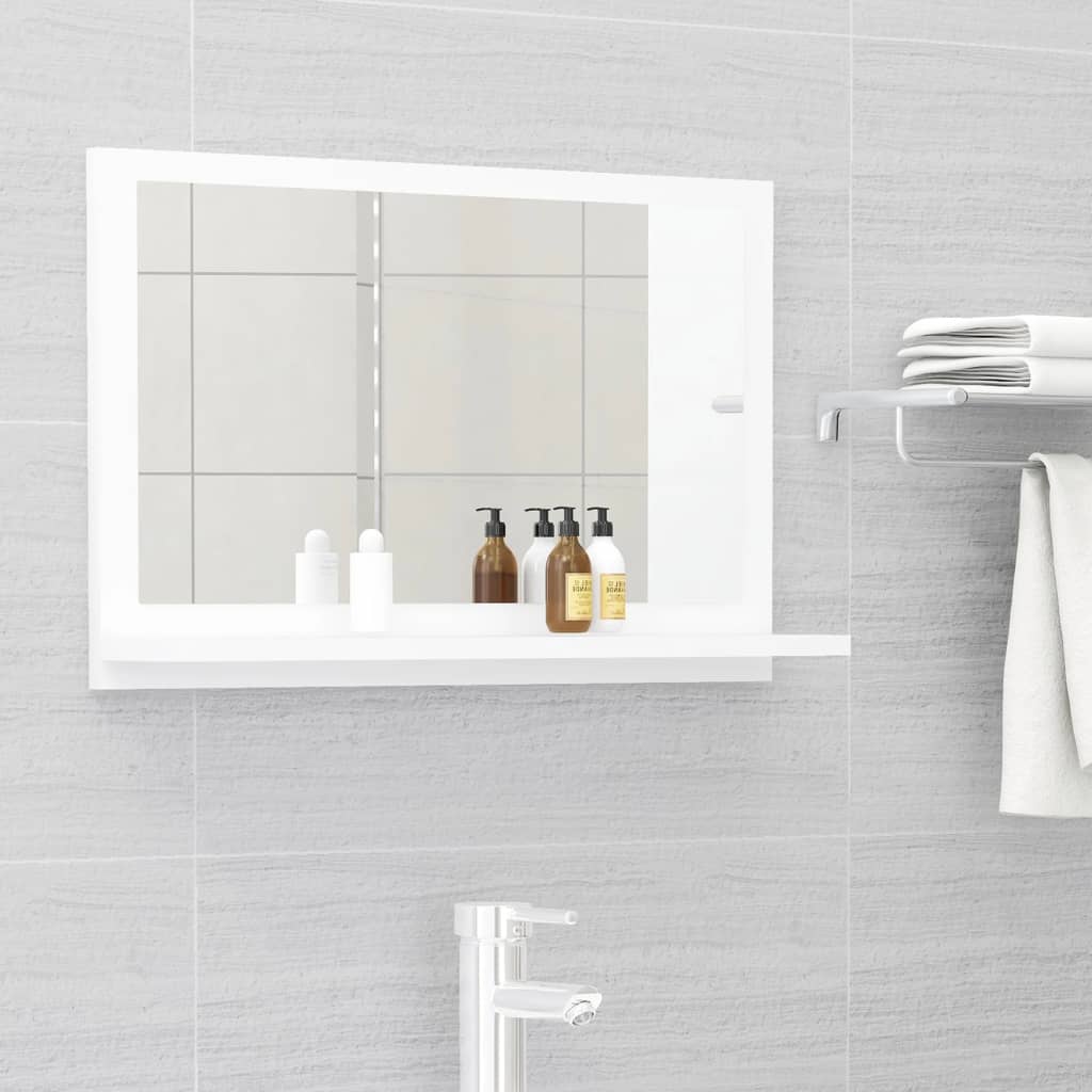 Bathroom Mirror White 60x10.5x37 cm Engineered Wood - R and M Furniture