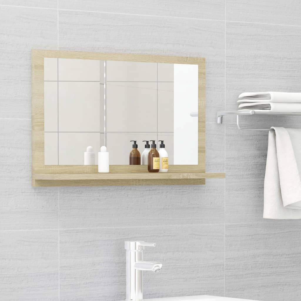 Bathroom Mirror Sonoma Oak 60x10.5x37 cm Engineered Wood - Merlin Deals
