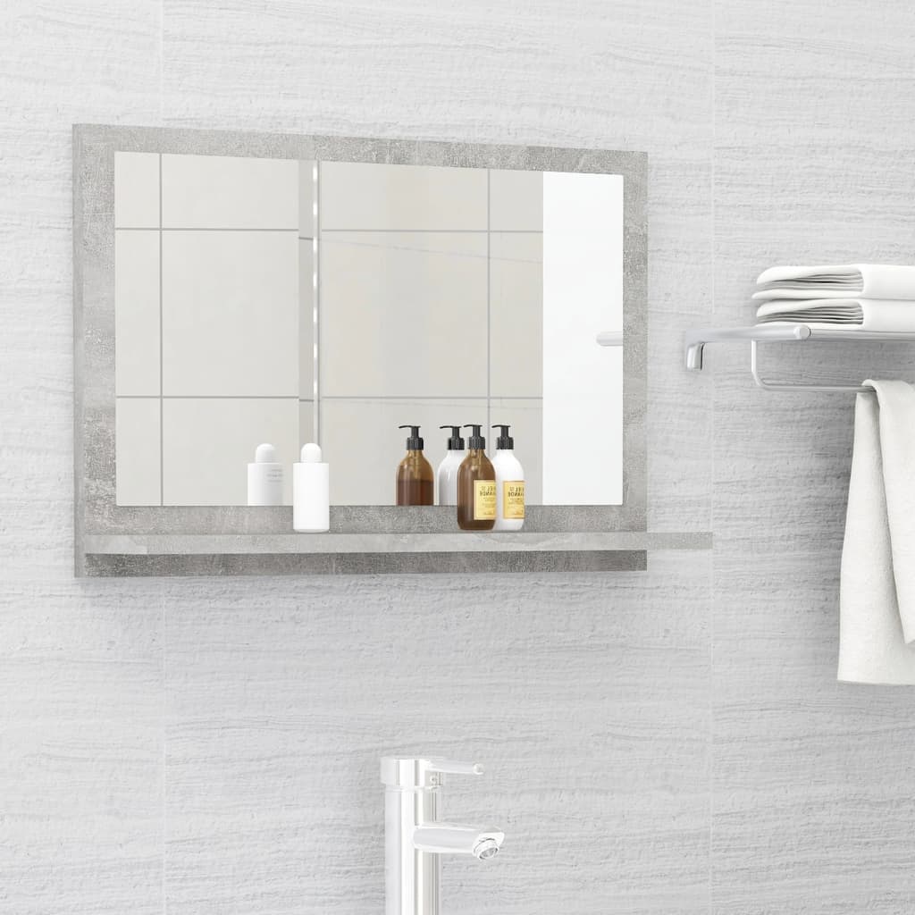 Bathroom Mirror Concrete Grey 60x10.5x37 cm Engineered Wood - Decor Base