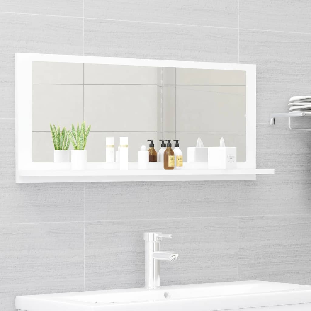 Bathroom Mirror White 90x10.5x37 cm Engineered Wood - Casper Homes