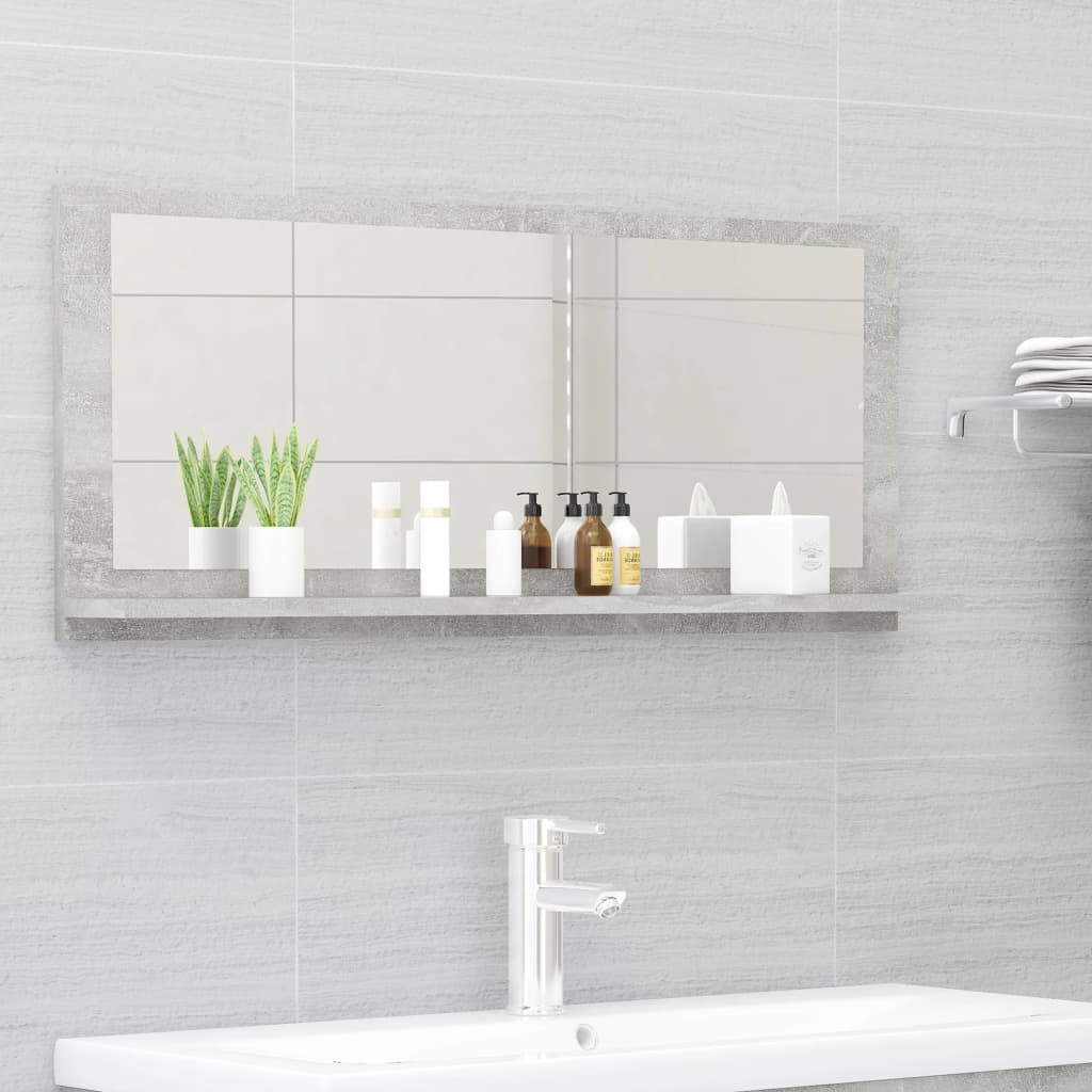 Bathroom Mirror Concrete Grey 90x10.5x37 cm Engineered Wood - Sid & Sam