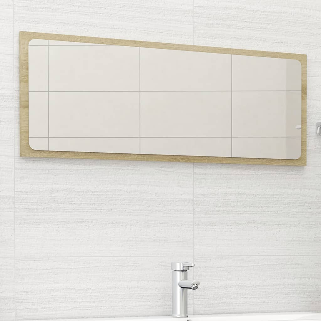 Bathroom Mirror Sonoma Oak 100x1.5x37 cm Engineered Wood - Design Hut