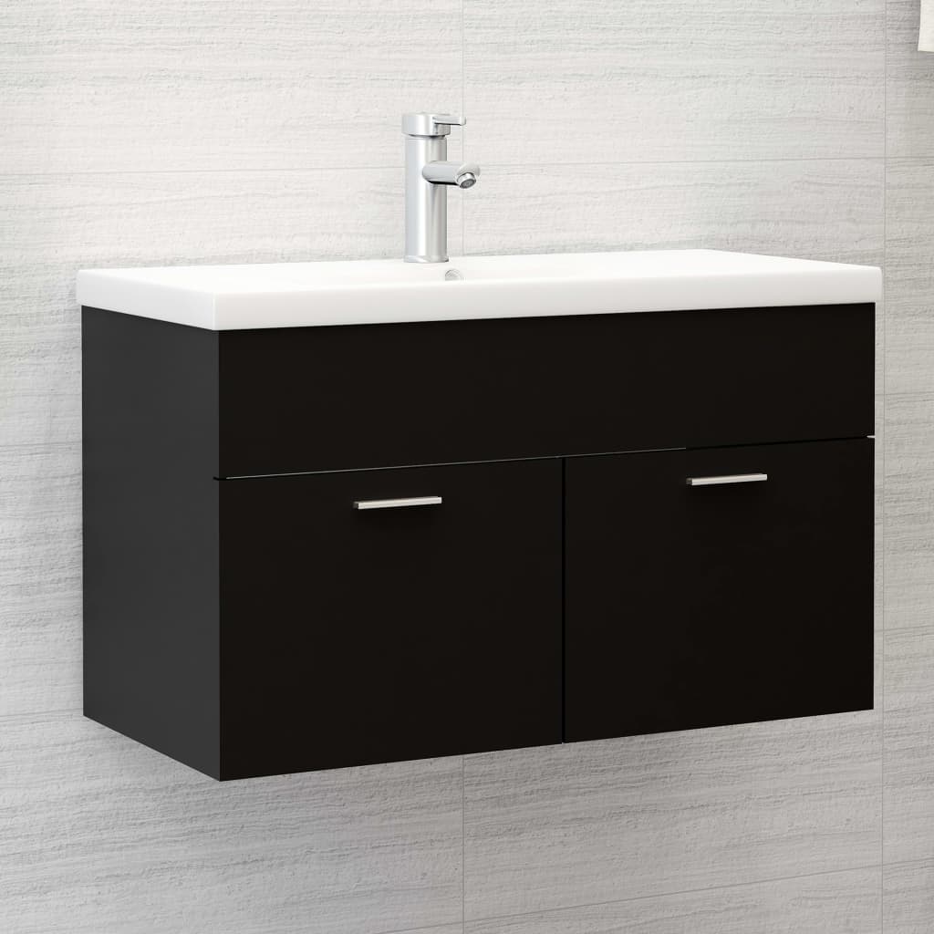 Sink Cabinet Black 80x38.5x46 cm Engineered Wood - Decor Base