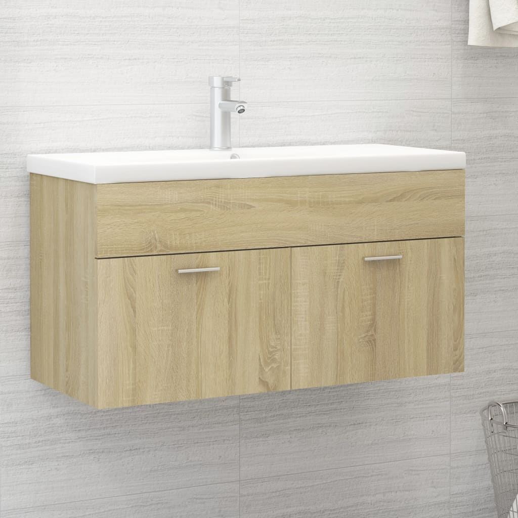 Sink Cabinet Sonoma Oak 90x38.5x46 cm Engineered Wood - Sid & Sam